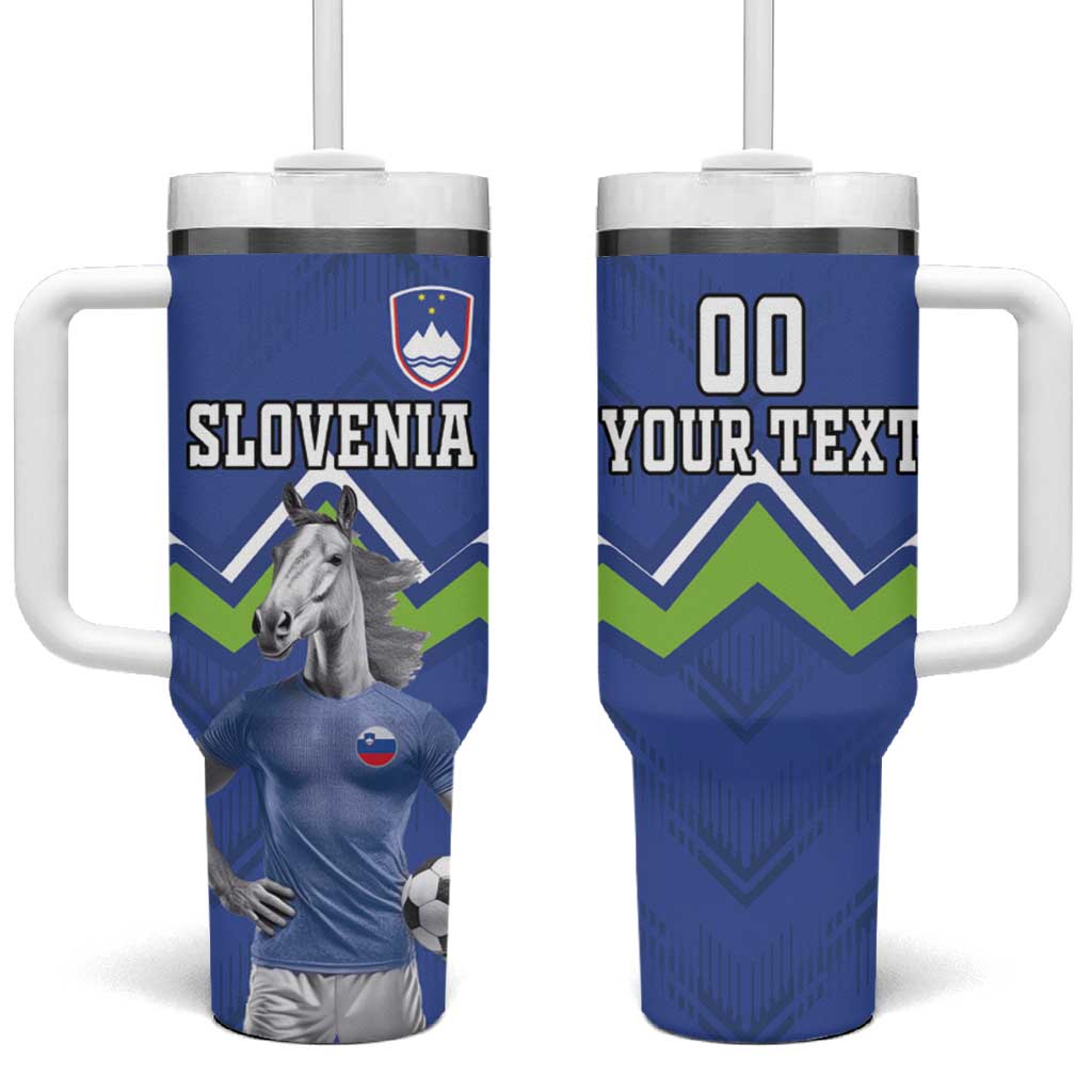 Custom Slovenia Football Tumbler With Handle Lipizzaner Horse Sport Style - Wonder Print Shop