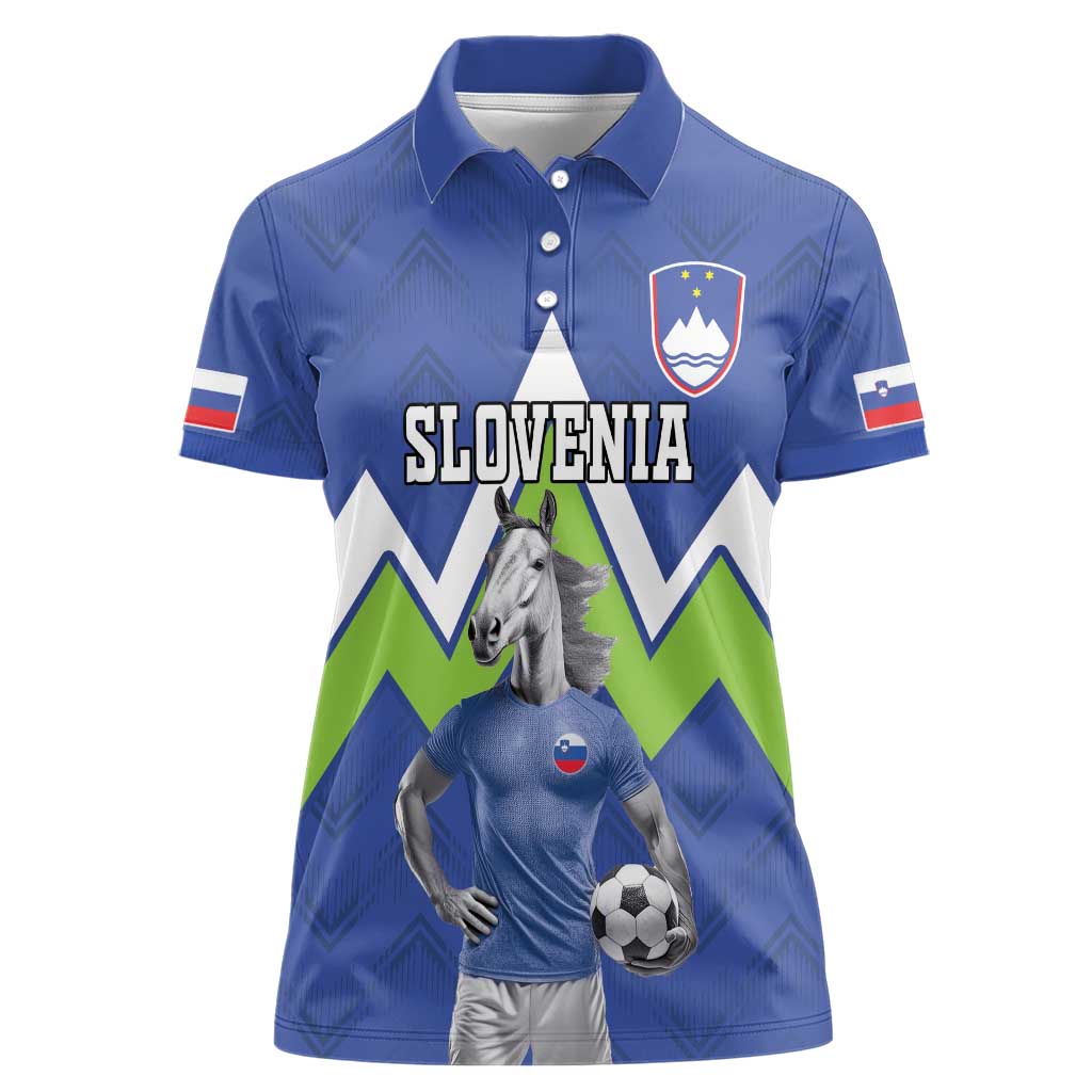 Custom Slovenia Football Women Polo Shirt Lipizzaner Horse Sport Style - Wonder Print Shop