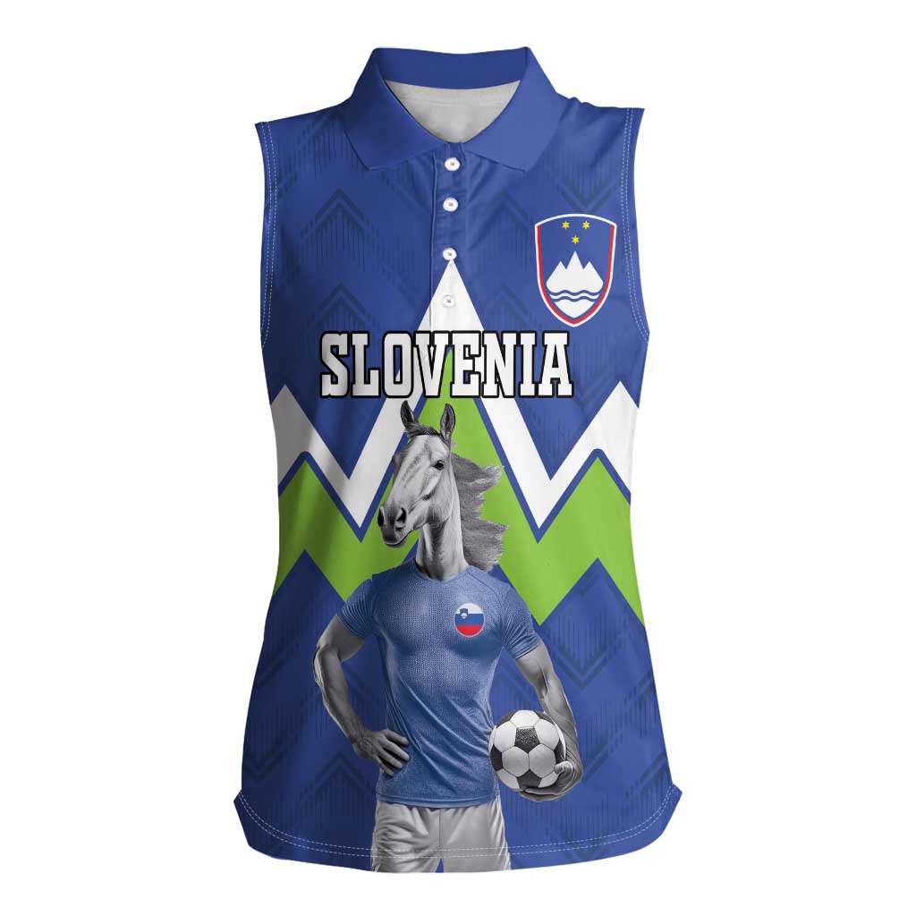 Custom Slovenia Football Women Sleeveless Polo Shirt Lipizzaner Horse Sport Style - Wonder Print Shop