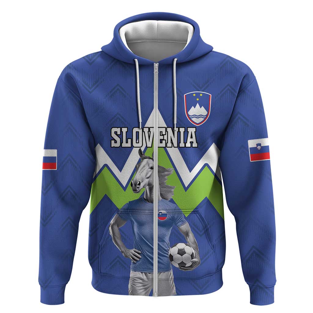 Custom Slovenia Football Zip Hoodie Lipizzaner Horse Sport Style - Wonder Print Shop