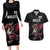 Custom Wales Rugby Couples Matching Long Sleeve Bodycon Dress and Hawaiian Shirt Welsh Dragon Mascot Black Version