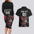 Custom Wales Rugby Couples Matching Long Sleeve Bodycon Dress and Hawaiian Shirt Welsh Dragon Mascot Black Version