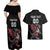 Custom Wales Rugby Couples Matching Off Shoulder Maxi Dress and Hawaiian Shirt Welsh Dragon Mascot Black Version