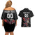 Custom Wales Rugby Couples Matching Off Shoulder Short Dress and Hawaiian Shirt Welsh Dragon Mascot Black Version