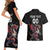 Custom Wales Rugby Couples Matching Short Sleeve Bodycon Dress and Hawaiian Shirt Welsh Dragon Mascot Black Version