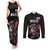 Custom Wales Rugby Couples Matching Tank Maxi Dress and Long Sleeve Button Shirt Welsh Dragon Mascot Black Version