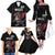 Custom Wales Rugby Family Matching Off The Shoulder Long Sleeve Dress and Hawaiian Shirt Welsh Dragon Mascot Black Version