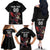 Custom Wales Rugby Family Matching Off The Shoulder Long Sleeve Dress and Hawaiian Shirt Welsh Dragon Mascot Black Version