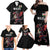 Custom Wales Rugby Family Matching Off Shoulder Maxi Dress and Hawaiian Shirt Welsh Dragon Mascot Black Version - Wonder Print Shop