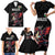 Custom Wales Rugby Family Matching Short Sleeve Bodycon Dress and Hawaiian Shirt Welsh Dragon Mascot Black Version - Wonder Print Shop