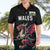 Custom Wales Rugby Hawaiian Shirt Welsh Dragon Mascot Black Version - Wonder Print Shop