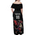 Custom Wales Rugby Off Shoulder Maxi Dress Welsh Dragon Mascot Black Version - Wonder Print Shop