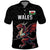 Custom Wales Rugby Polo Shirt Welsh Dragon Mascot Black Version - Wonder Print Shop