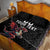 Custom Wales Rugby Quilt Bed Set Welsh Dragon Mascot Black Version