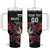 Custom Wales Rugby Tumbler With Handle Welsh Dragon Mascot Black Version