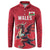 Custom Wales Rugby Button Sweatshirt Welsh Dragon Mascot Red Version