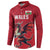 Custom Wales Rugby Button Sweatshirt Welsh Dragon Mascot Red Version