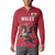 Custom Wales Rugby Button Sweatshirt Welsh Dragon Mascot Red Version