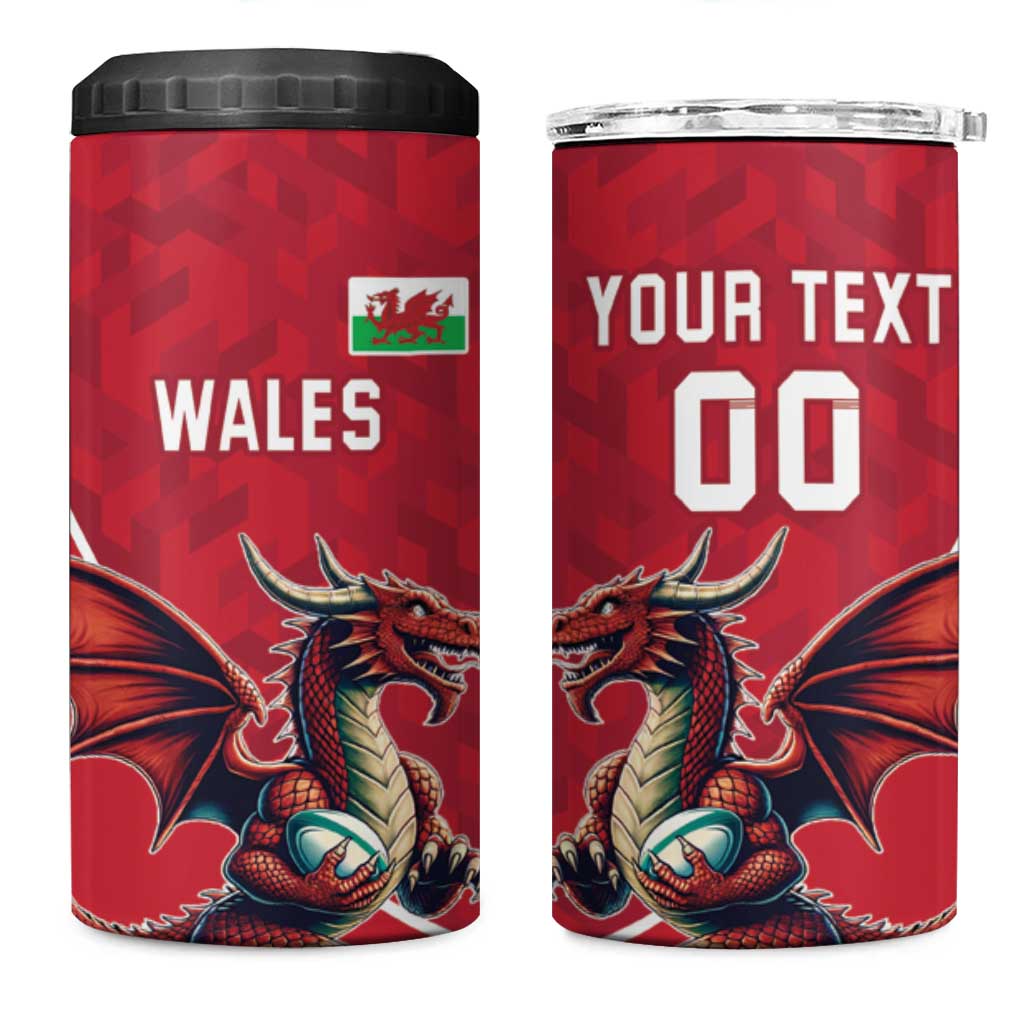 Custom Wales Rugby 4 in 1 Can Cooler Tumbler Welsh Dragon Mascot Red Version