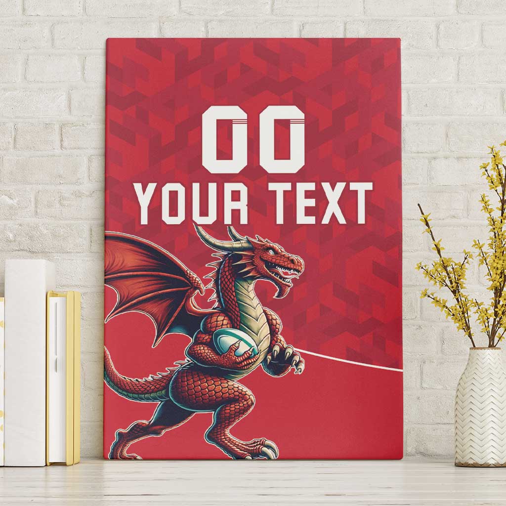 Custom Wales Rugby Canvas Wall Art Welsh Dragon Mascot Red Version