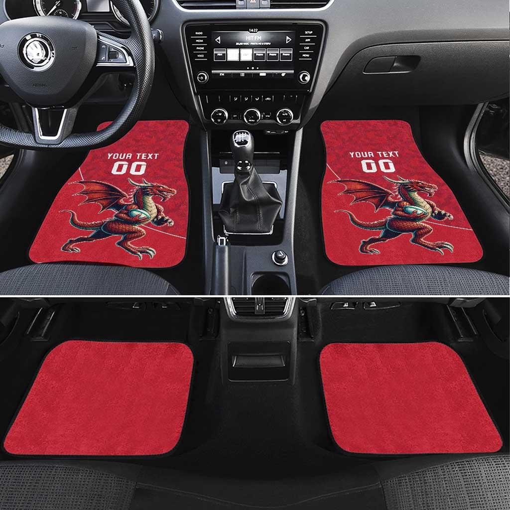 Custom Wales Rugby Car Mats Welsh Dragon Mascot Red Version