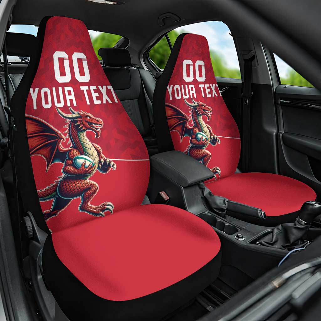 Custom Wales Rugby Car Seat Cover Welsh Dragon Mascot Red Version