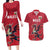 Custom Wales Rugby Couples Matching Long Sleeve Bodycon Dress and Hawaiian Shirt Welsh Dragon Mascot Red Version