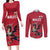 Custom Wales Rugby Couples Matching Long Sleeve Bodycon Dress and Long Sleeve Button Shirt Welsh Dragon Mascot Red Version