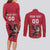 Custom Wales Rugby Couples Matching Long Sleeve Bodycon Dress and Long Sleeve Button Shirt Welsh Dragon Mascot Red Version