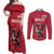 Custom Wales Rugby Couples Matching Off Shoulder Maxi Dress and Long Sleeve Button Shirt Welsh Dragon Mascot Red Version