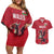 Custom Wales Rugby Couples Matching Off Shoulder Short Dress and Hawaiian Shirt Welsh Dragon Mascot Red Version