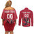 Custom Wales Rugby Couples Matching Off Shoulder Short Dress and Long Sleeve Button Shirt Welsh Dragon Mascot Red Version