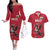 Custom Wales Rugby Couples Matching Off The Shoulder Long Sleeve Dress and Hawaiian Shirt Welsh Dragon Mascot Red Version