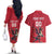 Custom Wales Rugby Couples Matching Off The Shoulder Long Sleeve Dress and Hawaiian Shirt Welsh Dragon Mascot Red Version