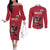 Custom Wales Rugby Couples Matching Off The Shoulder Long Sleeve Dress and Long Sleeve Button Shirt Welsh Dragon Mascot Red Version