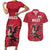 Custom Wales Rugby Couples Matching Short Sleeve Bodycon Dress and Hawaiian Shirt Welsh Dragon Mascot Red Version