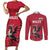 Custom Wales Rugby Couples Matching Short Sleeve Bodycon Dress and Long Sleeve Button Shirt Welsh Dragon Mascot Red Version