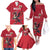 Custom Wales Rugby Family Matching Off The Shoulder Long Sleeve Dress and Hawaiian Shirt Welsh Dragon Mascot Red Version