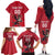 Custom Wales Rugby Family Matching Off The Shoulder Long Sleeve Dress and Hawaiian Shirt Welsh Dragon Mascot Red Version