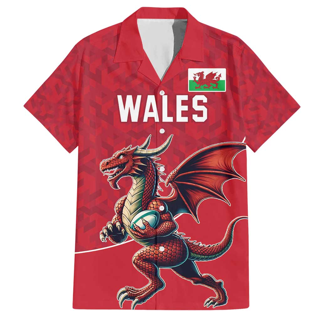 Custom Wales Rugby Hawaiian Shirt Welsh Dragon Mascot Red Version - Wonder Print Shop