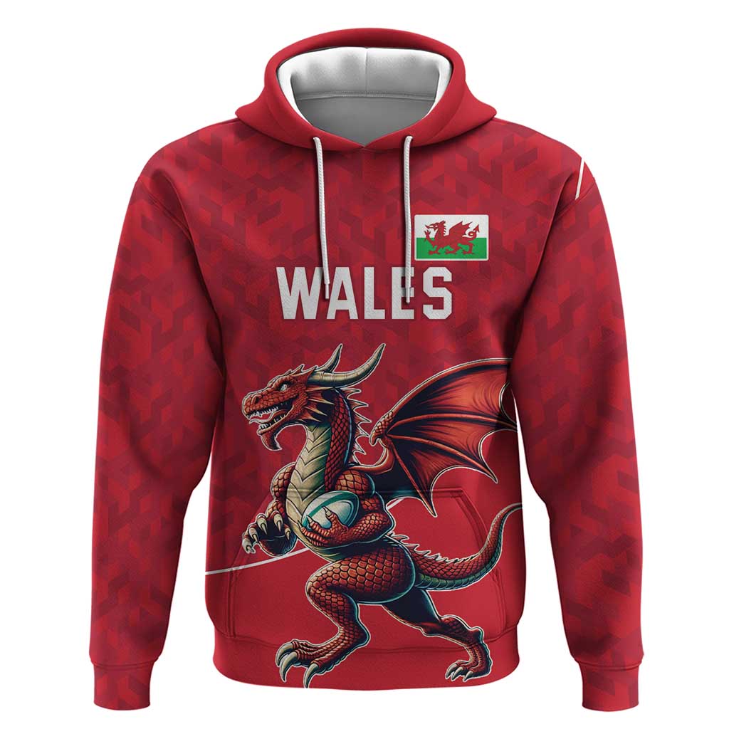 Custom Wales Rugby Hoodie Welsh Dragon Mascot Red Version - Wonder Print Shop