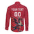 Custom Wales Rugby Long Sleeve Button Shirt Welsh Dragon Mascot Red Version