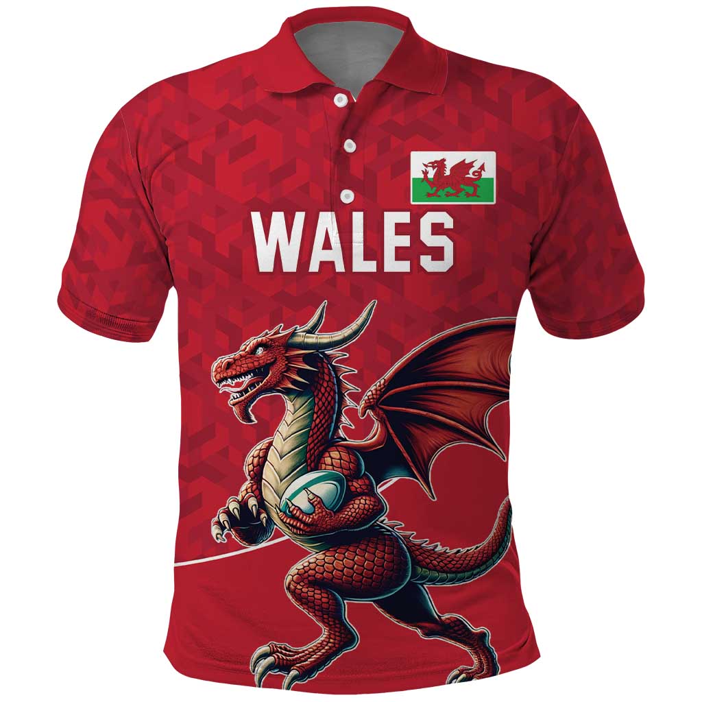 Custom Wales Rugby Polo Shirt Welsh Dragon Mascot Red Version - Wonder Print Shop