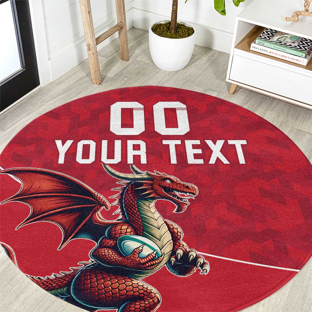 Custom Wales Rugby Round Carpet Welsh Dragon Mascot Red Version - Wonder Print Shop