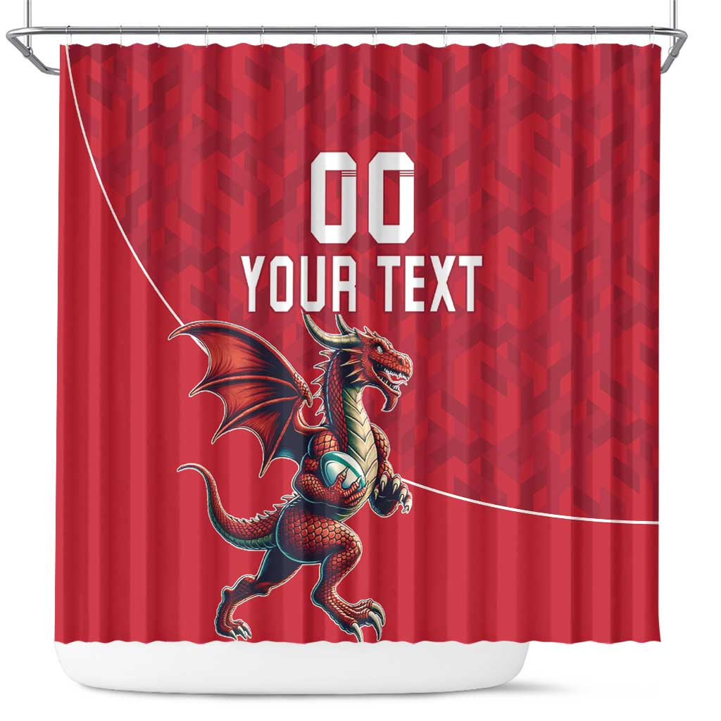 Custom Wales Rugby Shower Curtain Welsh Dragon Mascot Red Version