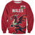 Custom Wales Rugby Sweatshirt Welsh Dragon Mascot Red Version