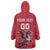 Custom Wales Rugby Wearable Blanket Hoodie Welsh Dragon Mascot Red Version