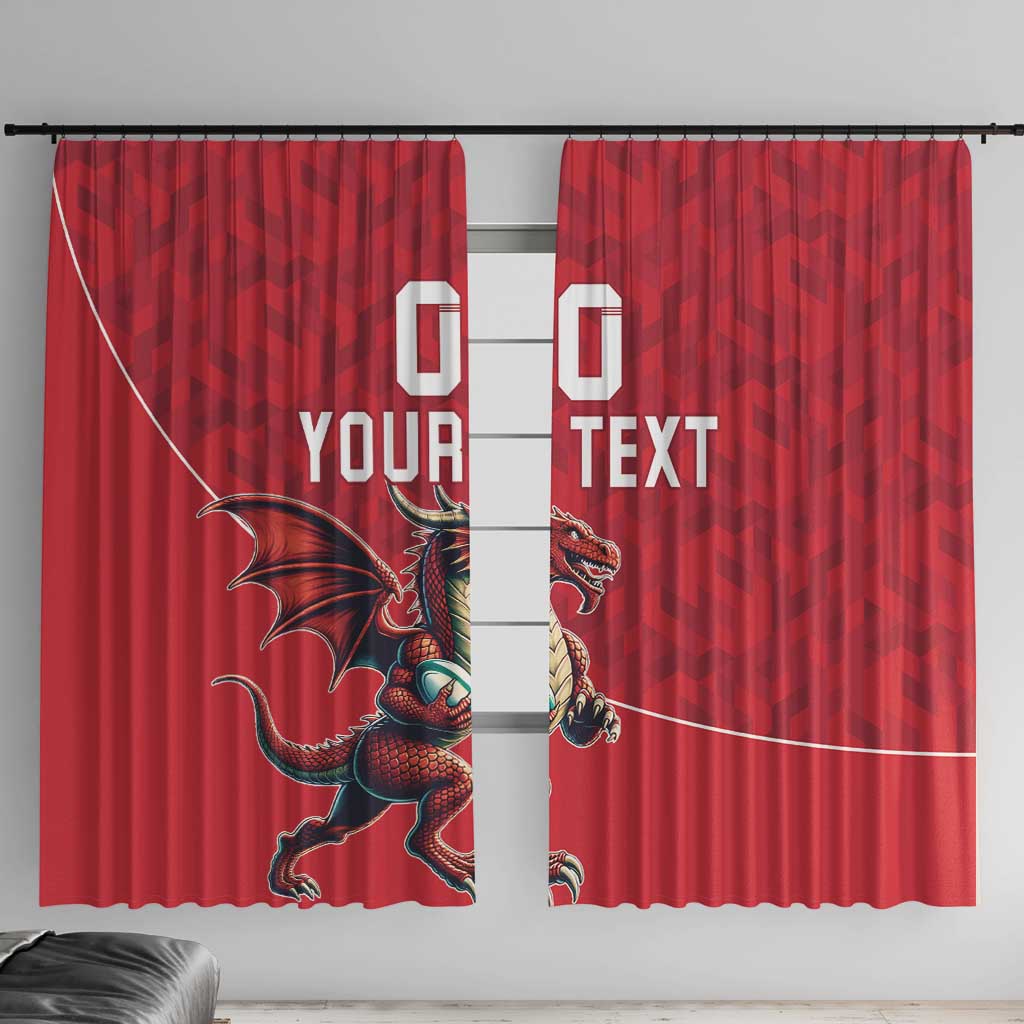 Custom Wales Rugby Window Curtain Welsh Dragon Mascot Red Version