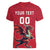 Custom Wales Rugby Women V-Neck T-Shirt Welsh Dragon Mascot Red Version