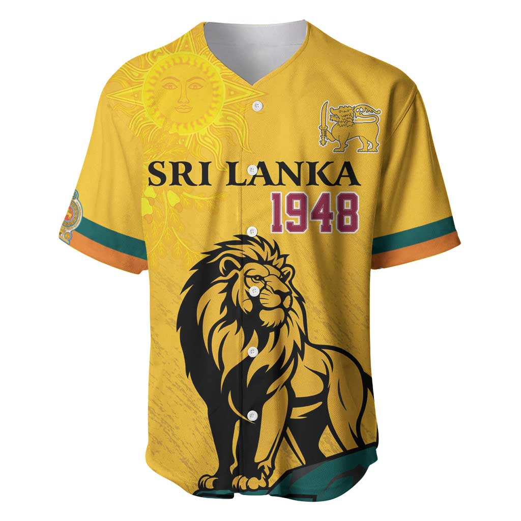 Personalized Sri Lanka Independence Day 1948 Baseball Jersey Lion With Traditional Sun Face